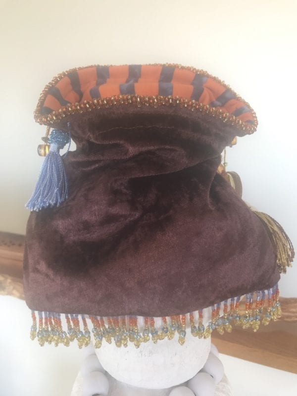 Chocolate Beaded Drawstring Bag  SOLD ❤️