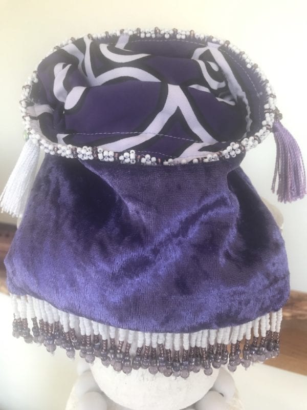 Purple Beaded Drawstring Bag  SOLD ❤️