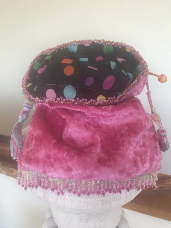 Pink Beaded Drawstring Bag  SOLD ❤️